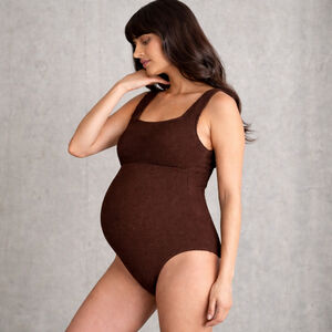 Seraphine Maternity Textured Swimsuit Brown – One Piece – Size M